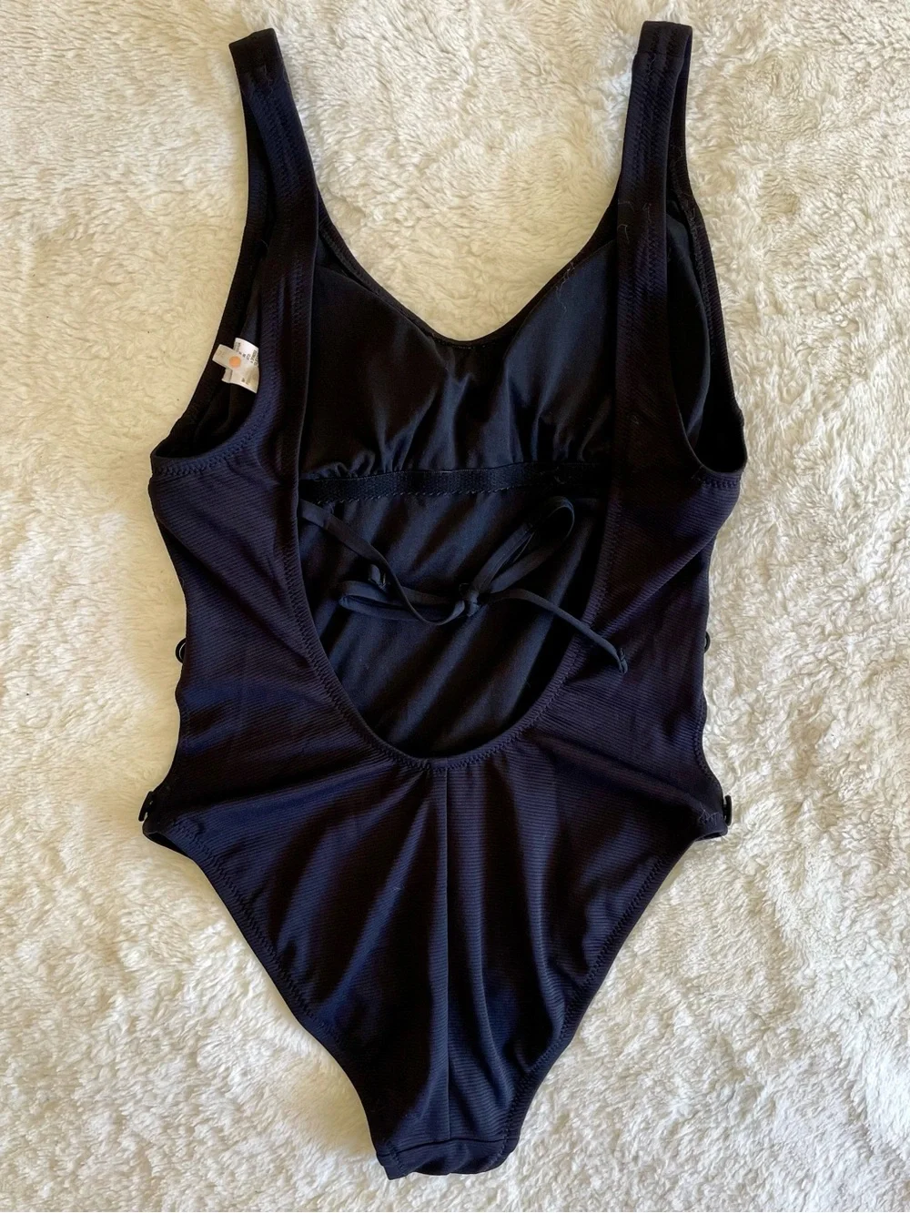 Shade & Shore Black Rib One-Piece with Side Cutouts